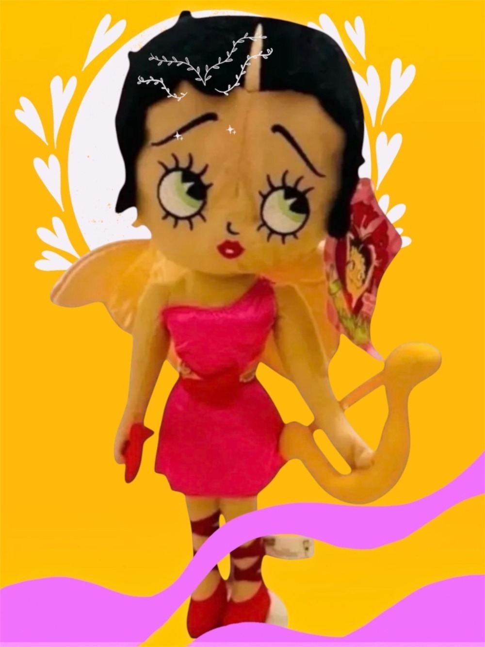 Betty Boop Drawing Her Bow Cupid Style Valentine’s Cloth Rag Doll